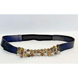 VTG Chicos Metal Gem Like Studs Black Stretch Snap Closure Belt Sz. Medium‎